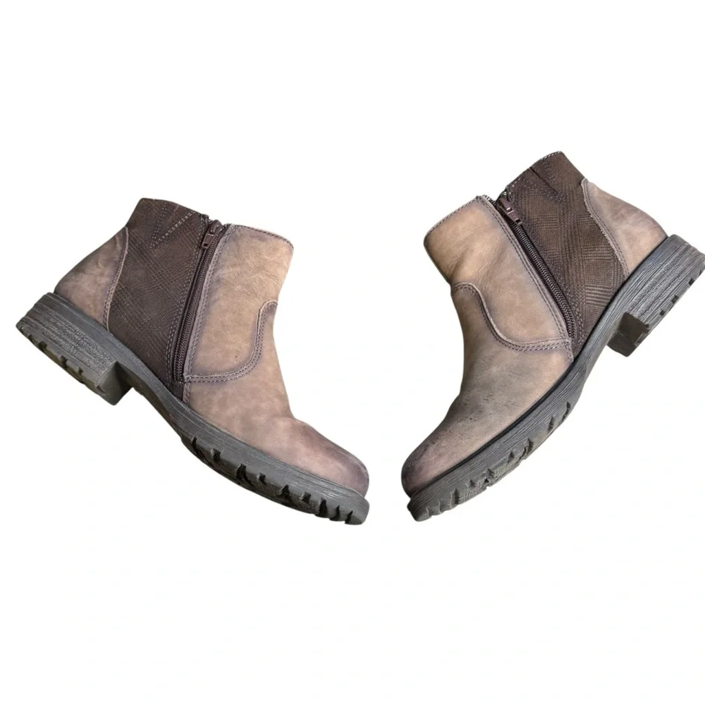 Earth Jordan Womens Stone Brown Leather Side Zip Ankle Boots sz 9 S5 - Picture 8 of 10